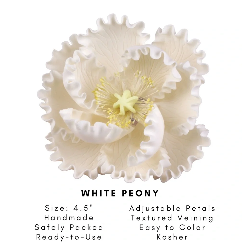 White Peony Sugar Flower Cake Topper for Decorating Cakes